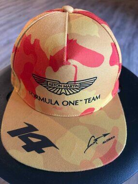 Fernando Alonso Aston Martin F1 Pink Red Yellow Cap